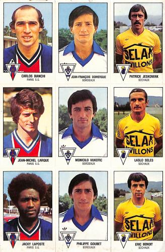 PLANCHE DE 9 VIGNETTES PANINI DE L'ALBUM PANINI FOOTBALL 79